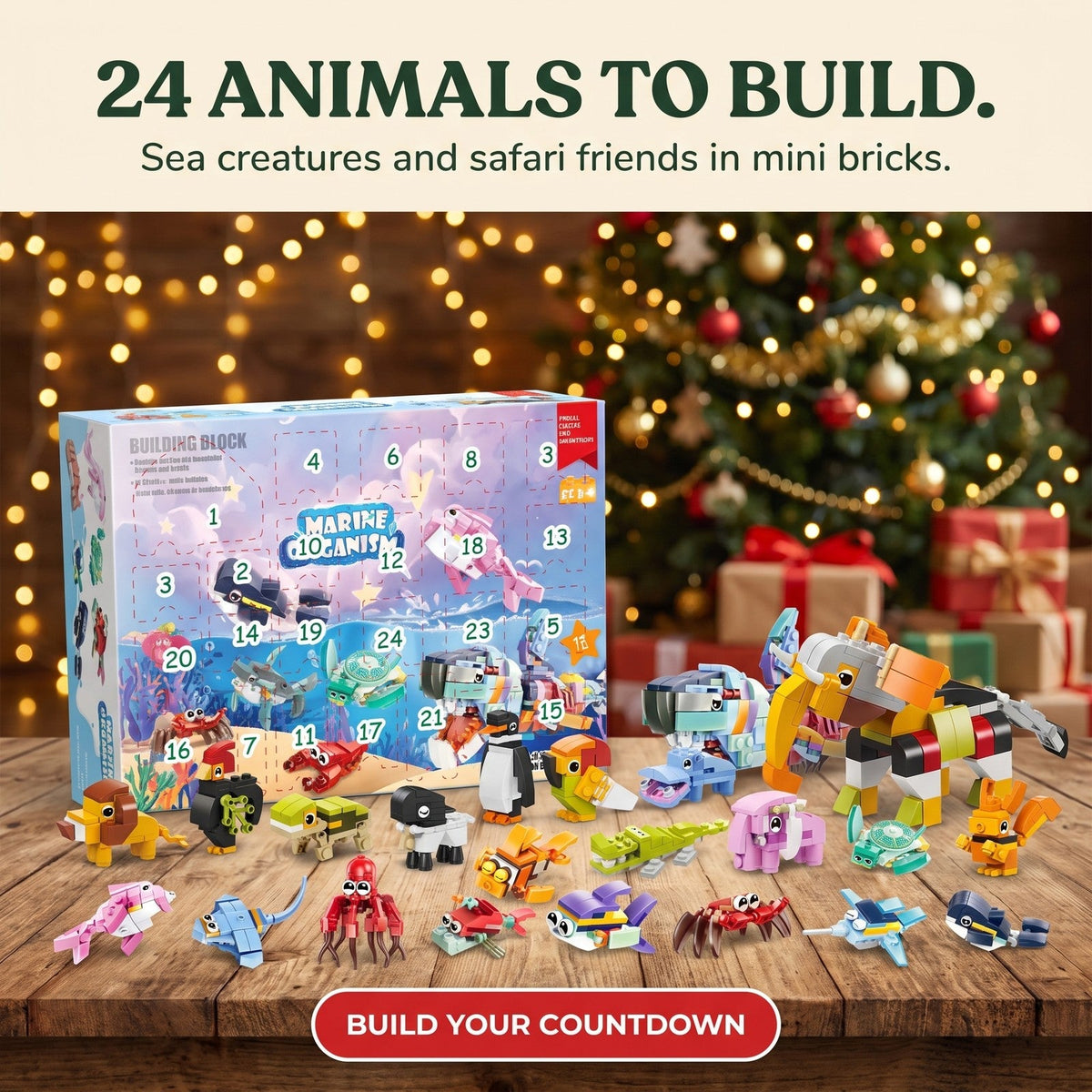 Sea Animals Brick Advent Calendar, 24 Builds and a Big Sea Creature