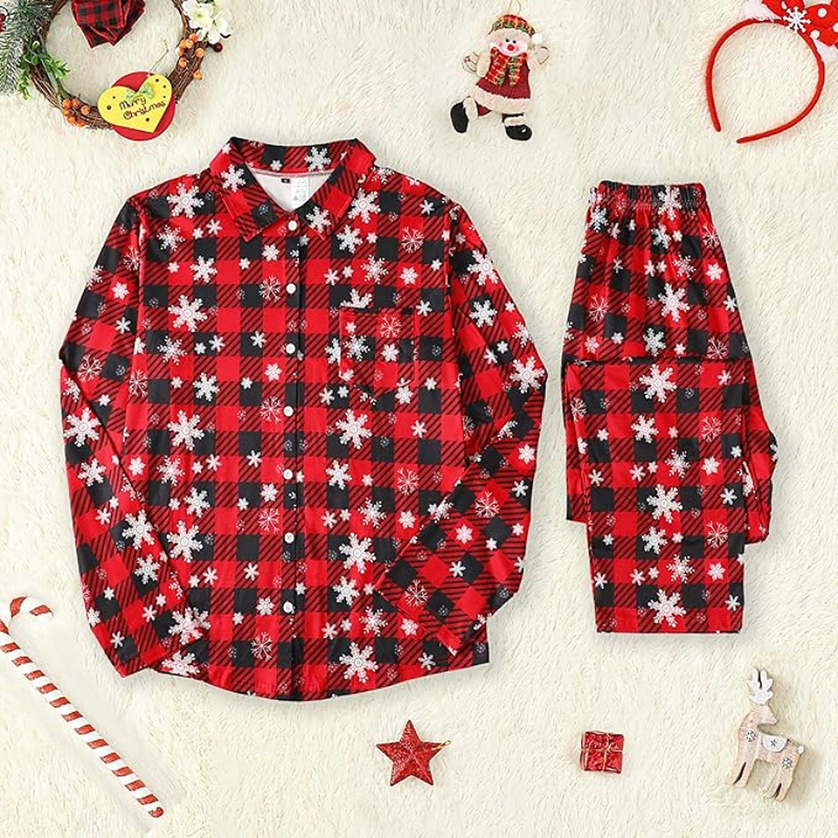 Matchende julepyjamas - ternet pyjamassæt til par