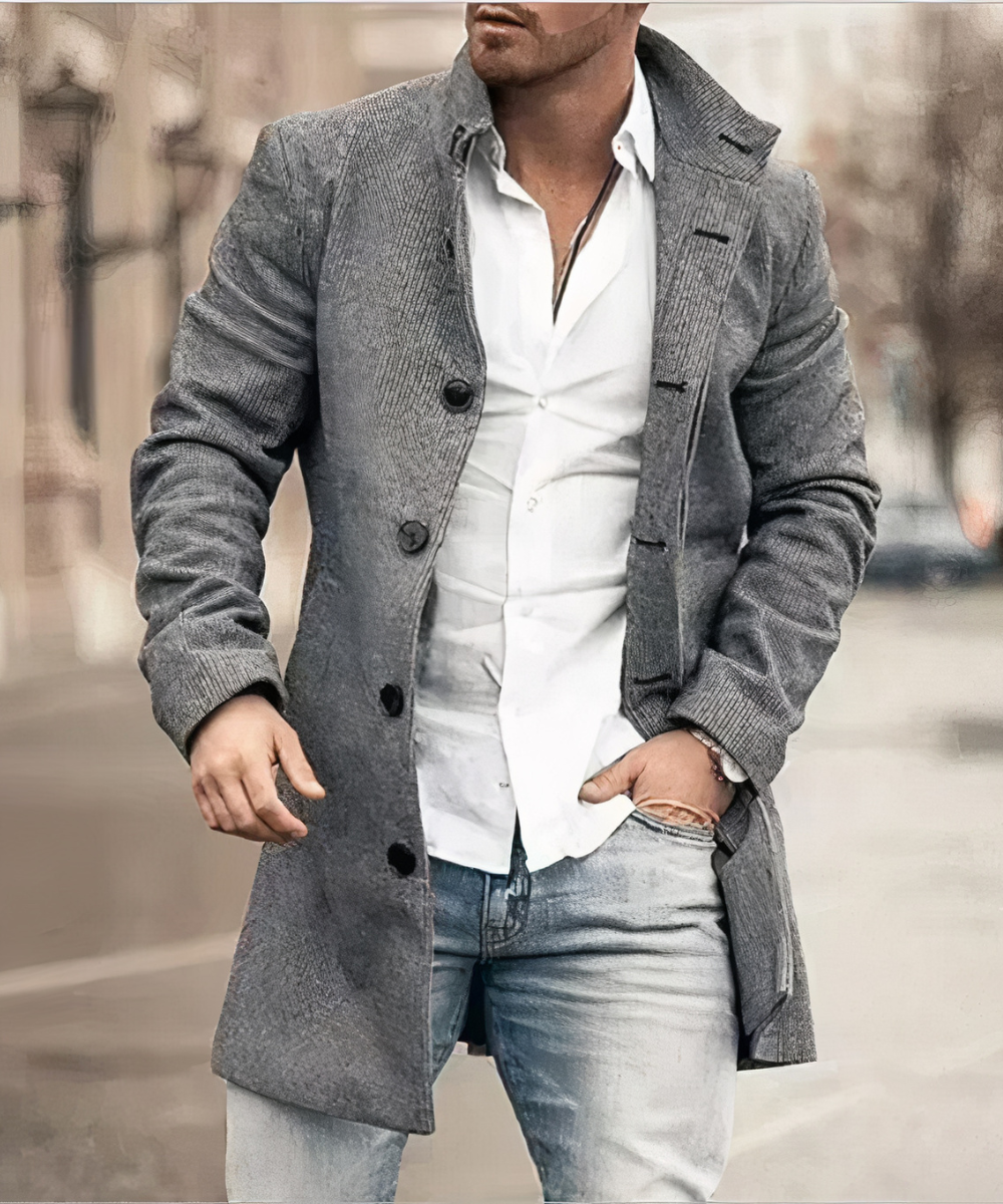 Trenchcoat med knapper til mænd