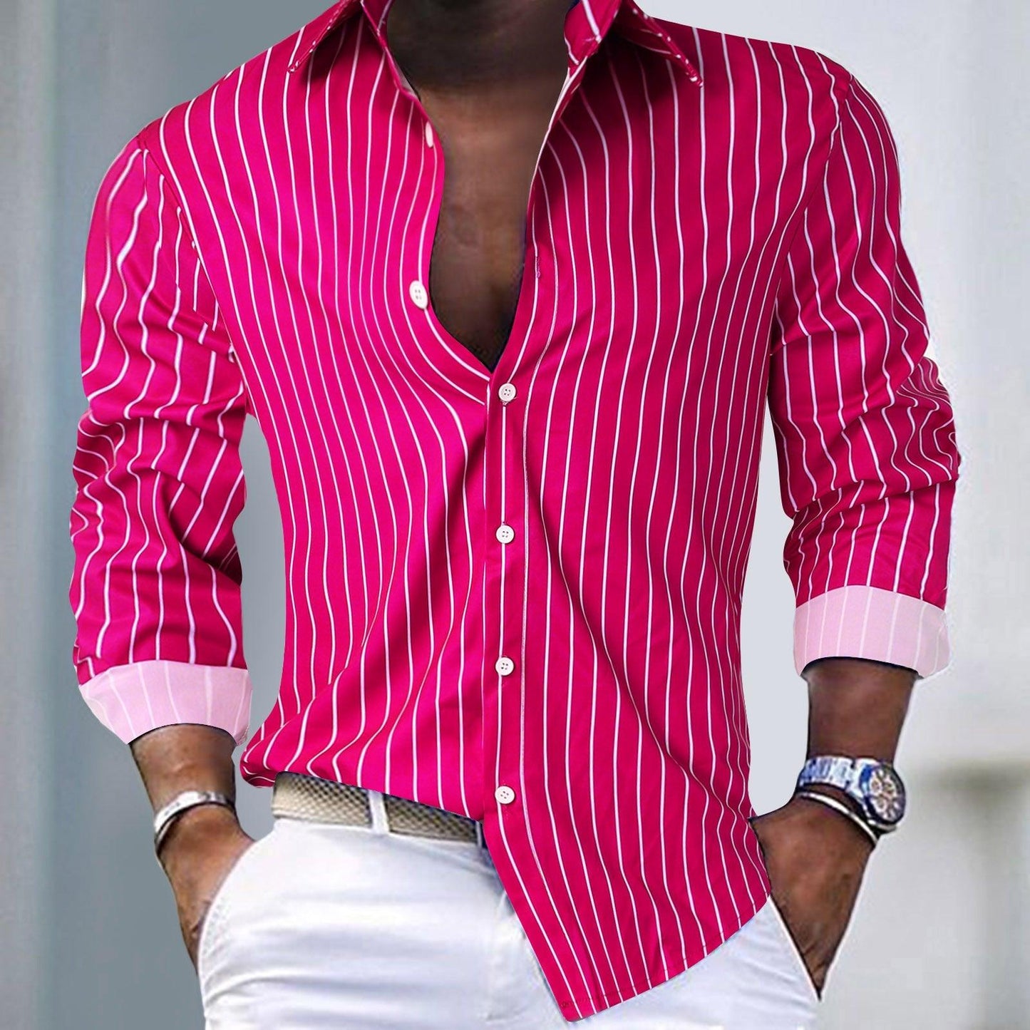 Men's Long-Sleeved Shirt - Casual Cotton Shirt for Autumn
