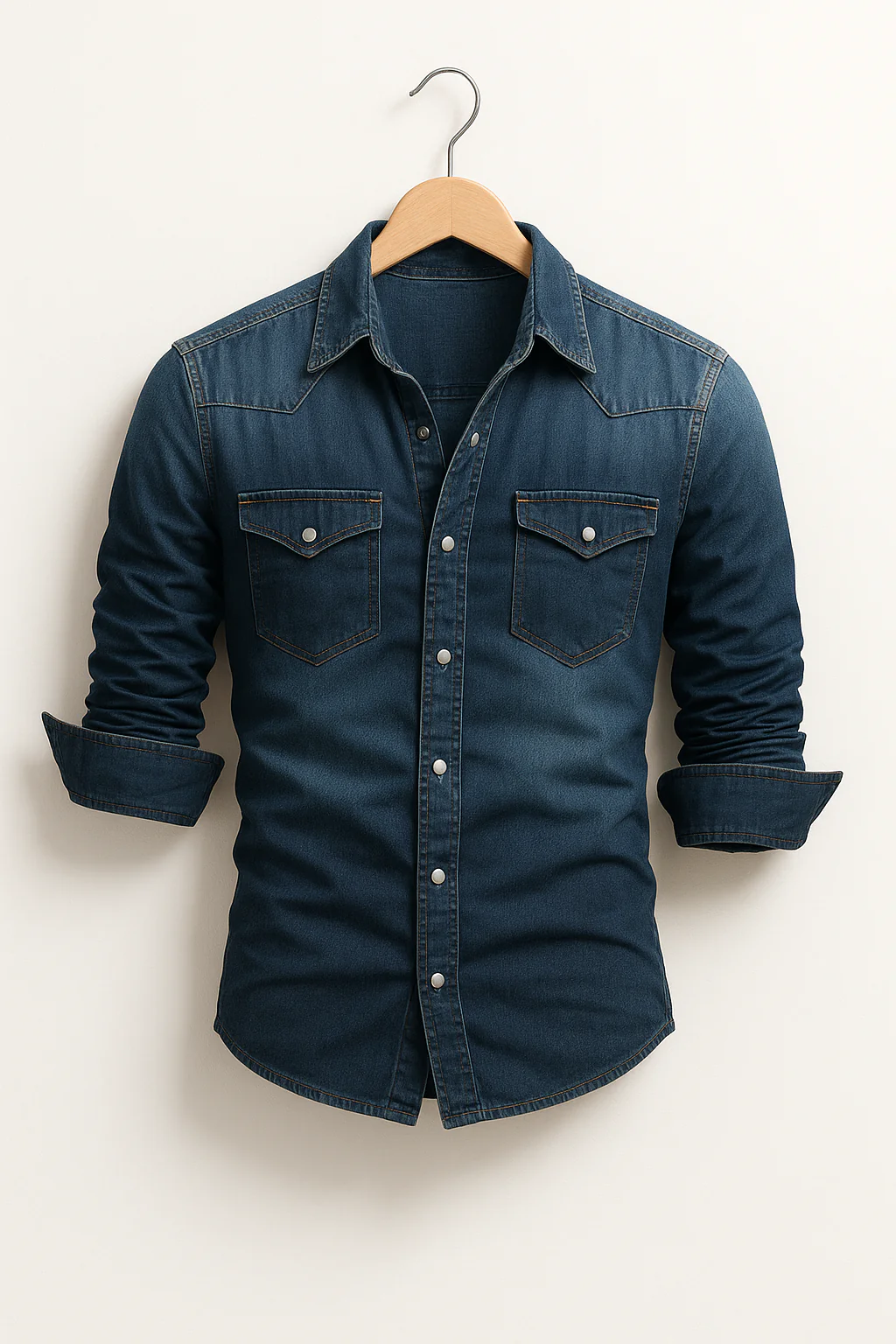 Men's Long-Sleeved Slim Fit Denim Shirt