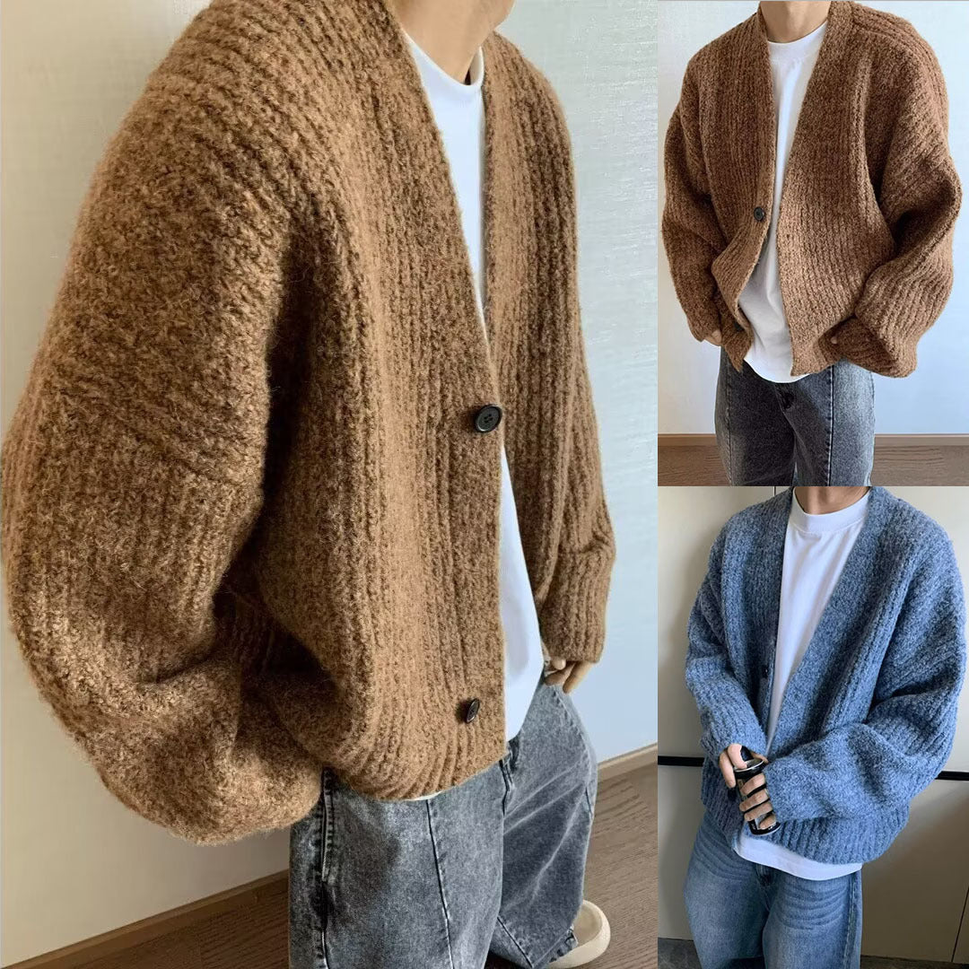 Oversized cardigan til mænd med knaplukning