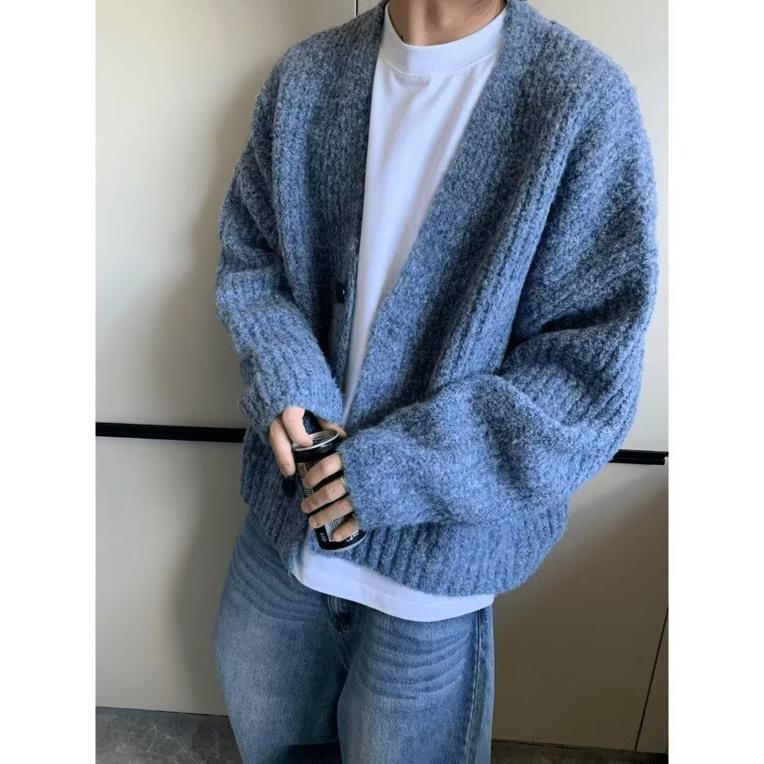 Oversized cardigan til mænd med knaplukning