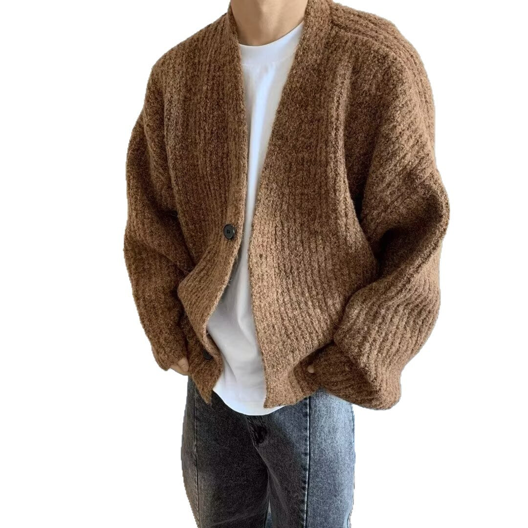 Oversized cardigan til mænd med knaplukning