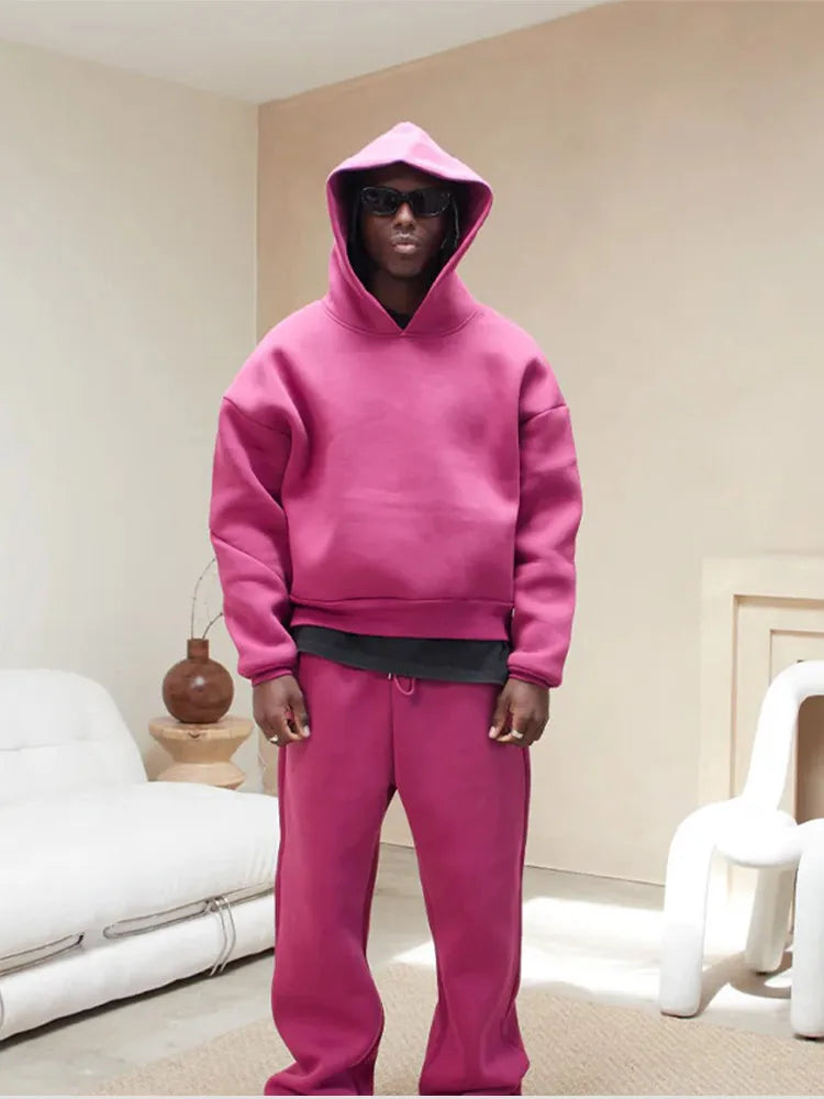 Oversized træningssæt til mænd med hættetrøje og joggingbukser