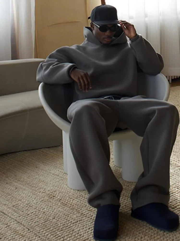 Oversized træningssæt til mænd med hættetrøje og joggingbukser