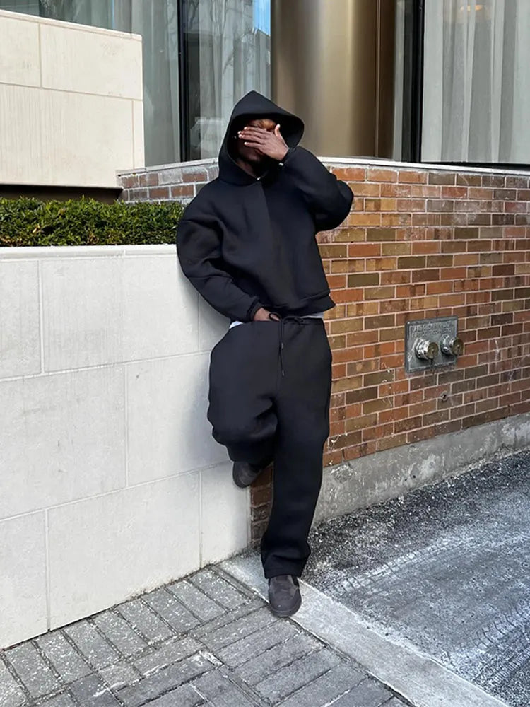 Oversized træningssæt til mænd med hættetrøje og joggingbukser