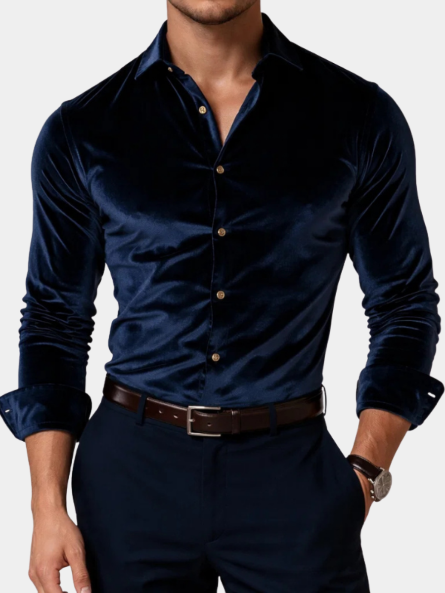 Fløjlsskjorte til mænd med slim fit