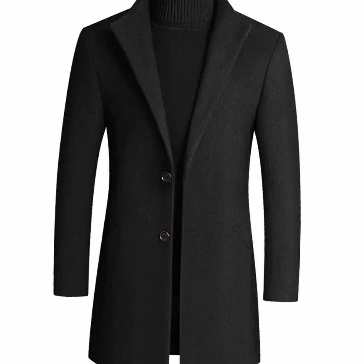 Slim fit-vinterfrakke i uldblanding til mænd med reverskrave