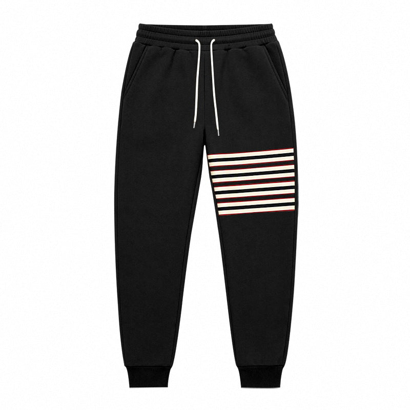 Sporty joggers til mænd med stribepanel i siden og snøre