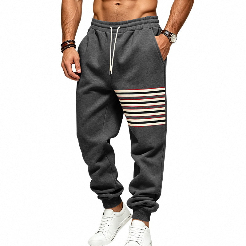Sporty joggers til mænd med stribepanel i siden og snøre