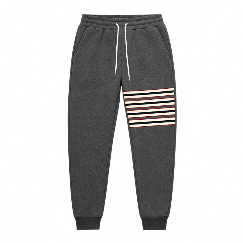 Sporty joggers til mænd med stribepanel i siden og snøre