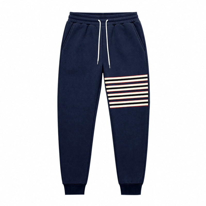 Sporty joggers til mænd med stribepanel i siden og snøre