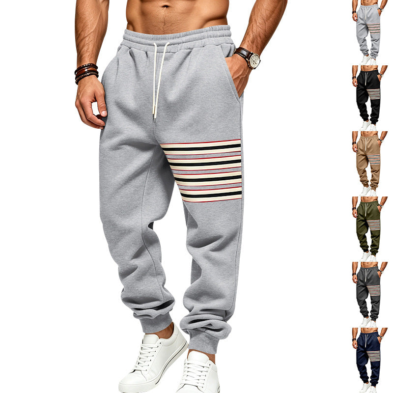 Sporty joggers til mænd med stribepanel i siden og snøre