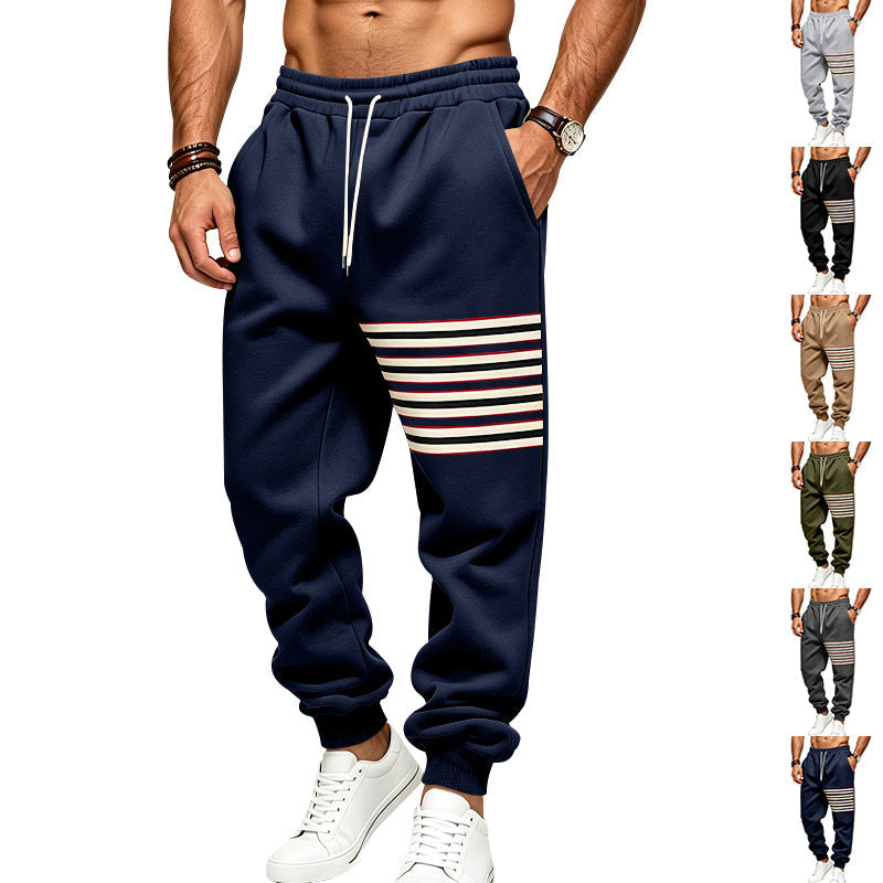 Sporty joggers til mænd med stribepanel i siden og snøre