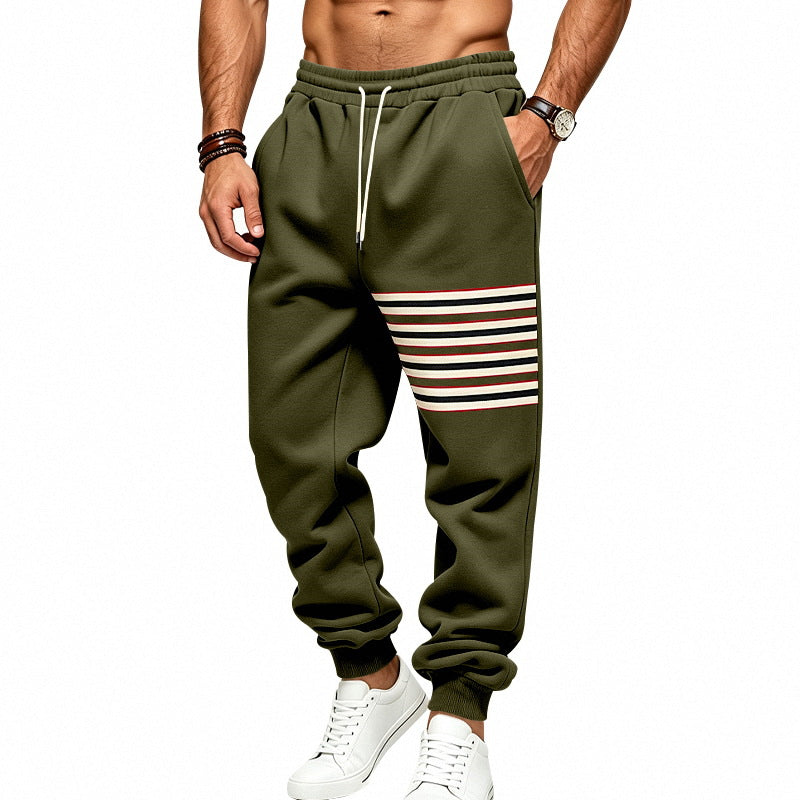 Sporty joggers til mænd med stribepanel i siden og snøre