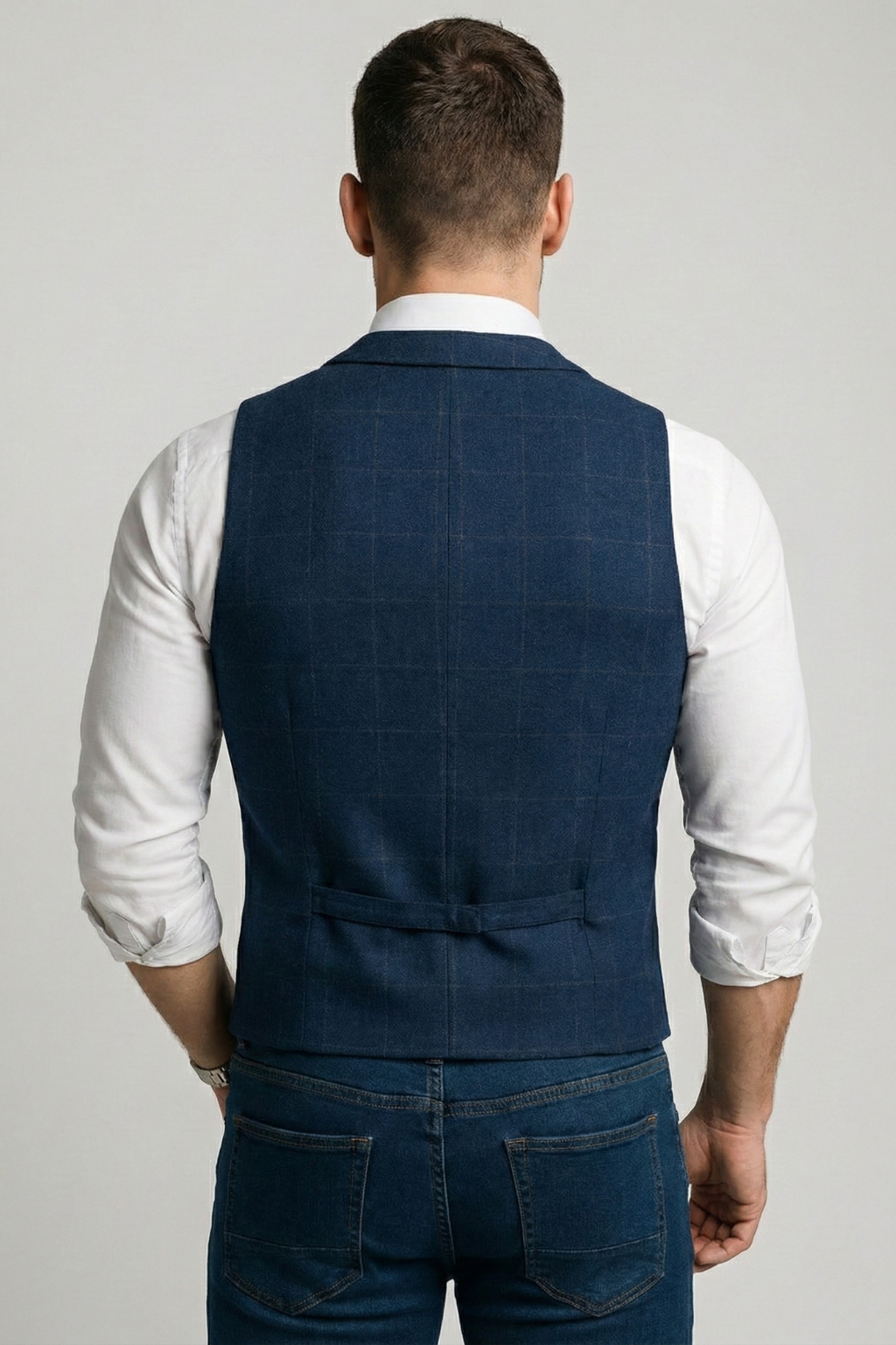 Tweedvest med V-hals til mænd