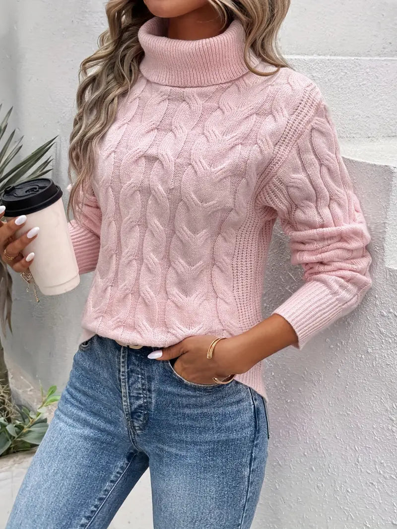 Mila - Women's Winter Twist Turtleneck Jumper in Wool