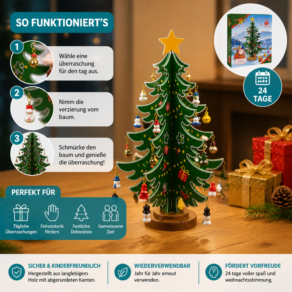 Adventný kalendár s mini ozdobami na vianočný stromček – 24 dní plných vianočných prekvapení