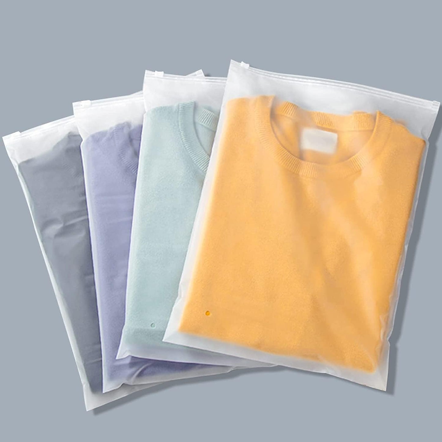 Multi-Purpose Frosted Zip Storage Bags – 20-Pack Plastic Garment Sleeves (Buy 2 Sets, Take 1 FREE)