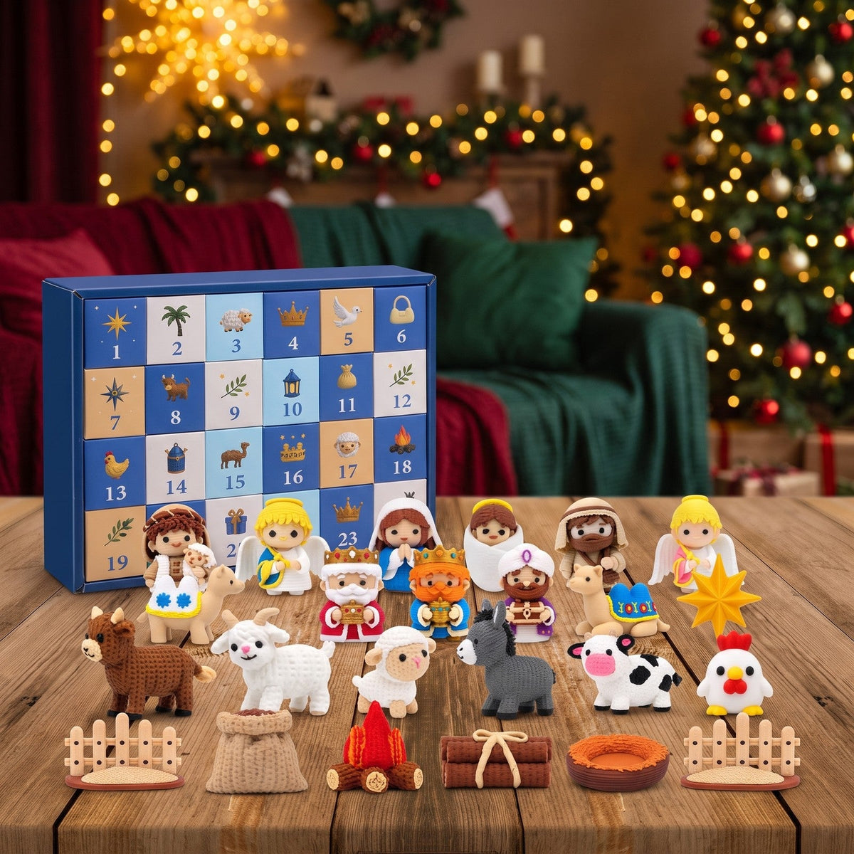 24-Figure Nativity Advent Calendar, 3D Printed Christmas Scene