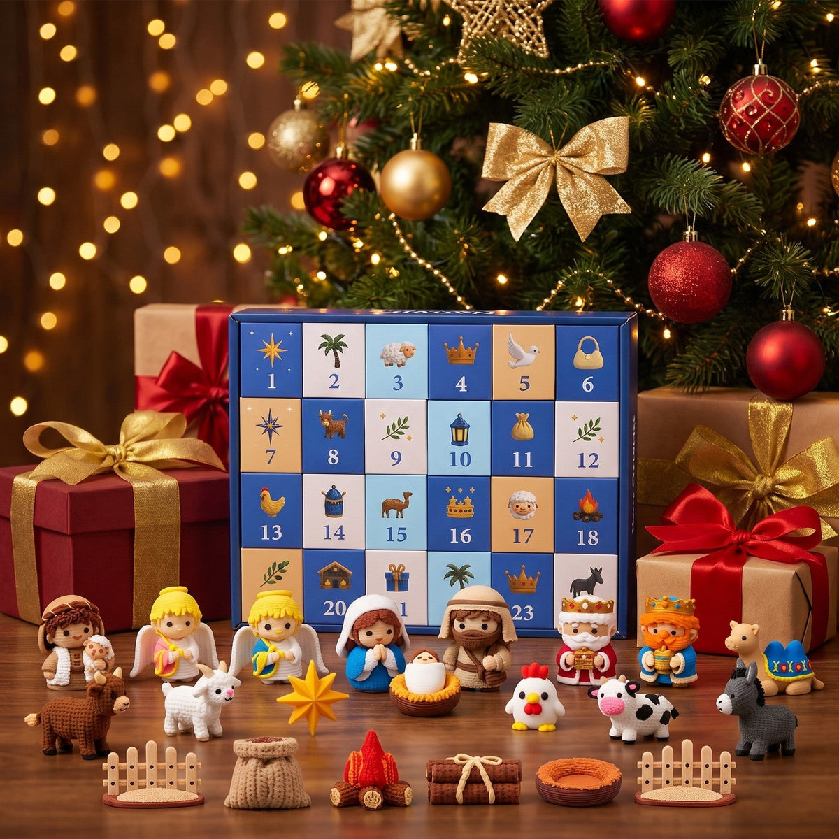 24-Figure Nativity Advent Calendar, 3D Printed Christmas Scene