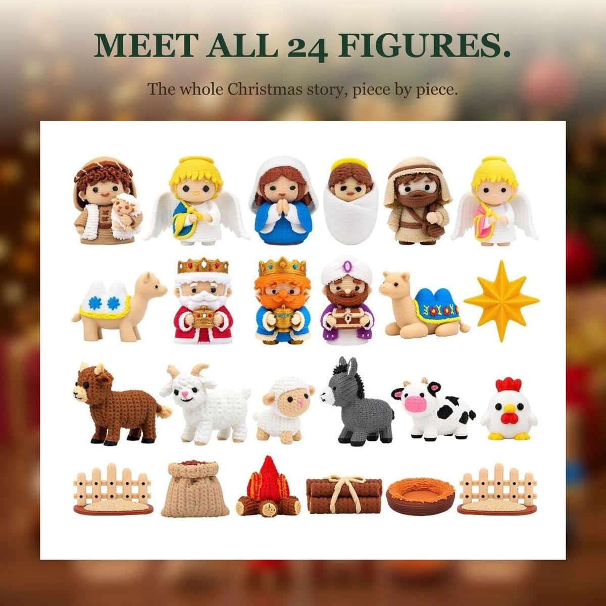 24-Figure Nativity Advent Calendar, 3D Printed Christmas Scene