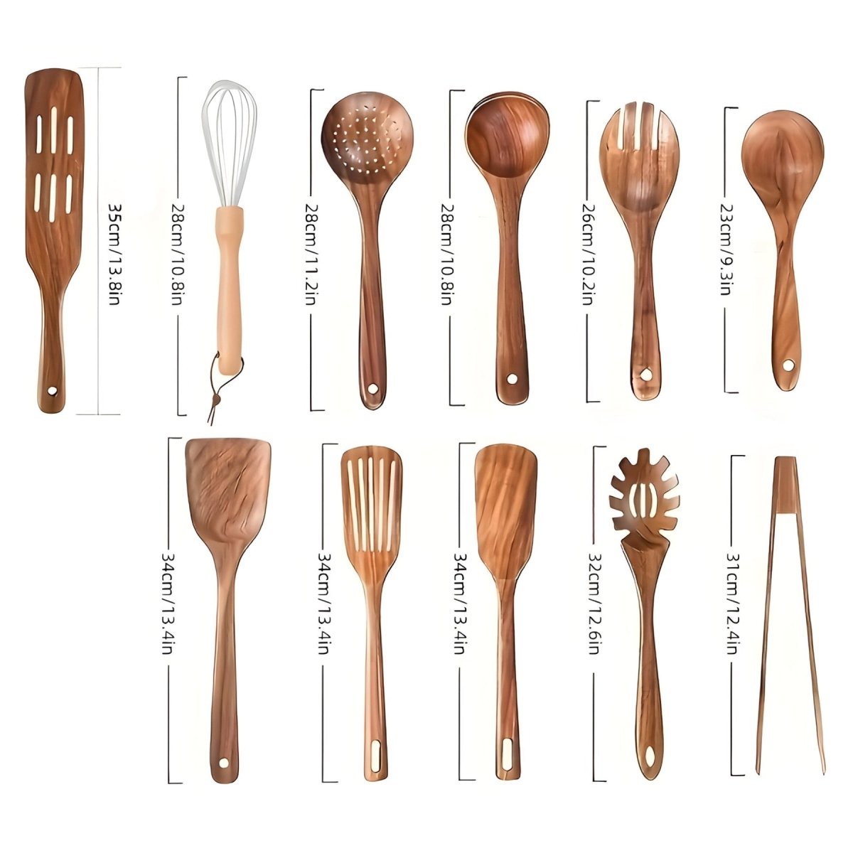 Nokmo | 11-Piece Heat-Resistant Wooden Kitchen Utensil Set - WoodChef
