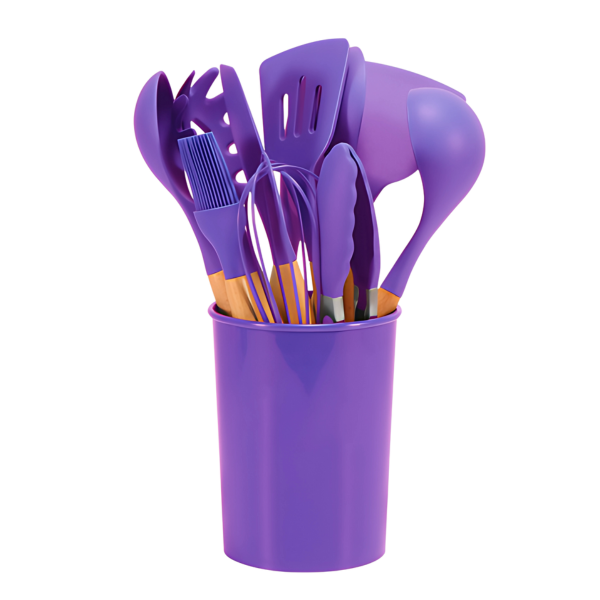 Nokmo | 12-Piece Silicone Kitchen Utensil Set with Wooden Handles