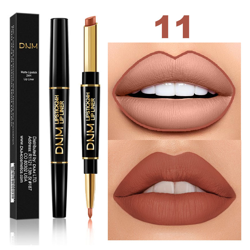 Nokmo | 2-in-1 Dual Lipstick & Liner | Matte Texture & Long-Lasting Finish | Highly Pigmented & Waterproof | 12 Color Variants for Precision Makeup
