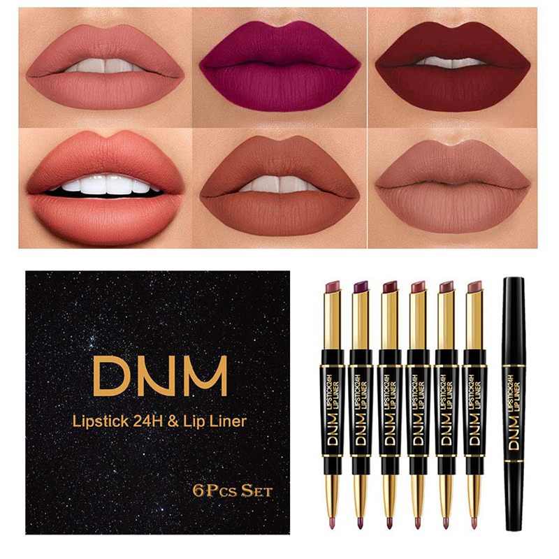 Nokmo | 2-in-1 Dual Lipstick & Liner | Matte Texture & Long-Lasting Finish | Highly Pigmented & Waterproof | 12 Color Variants for Precision Makeup
