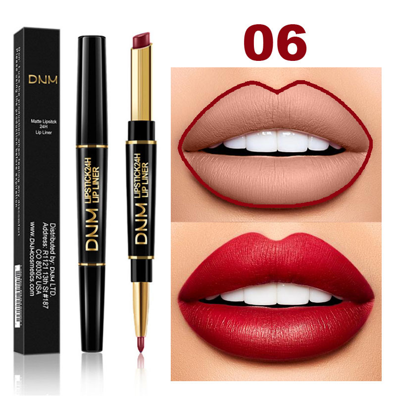 Nokmo | 2-in-1 Dual Lipstick & Liner | Matte Texture & Long-Lasting Finish | Highly Pigmented & Waterproof | 12 Color Variants for Precision Makeup