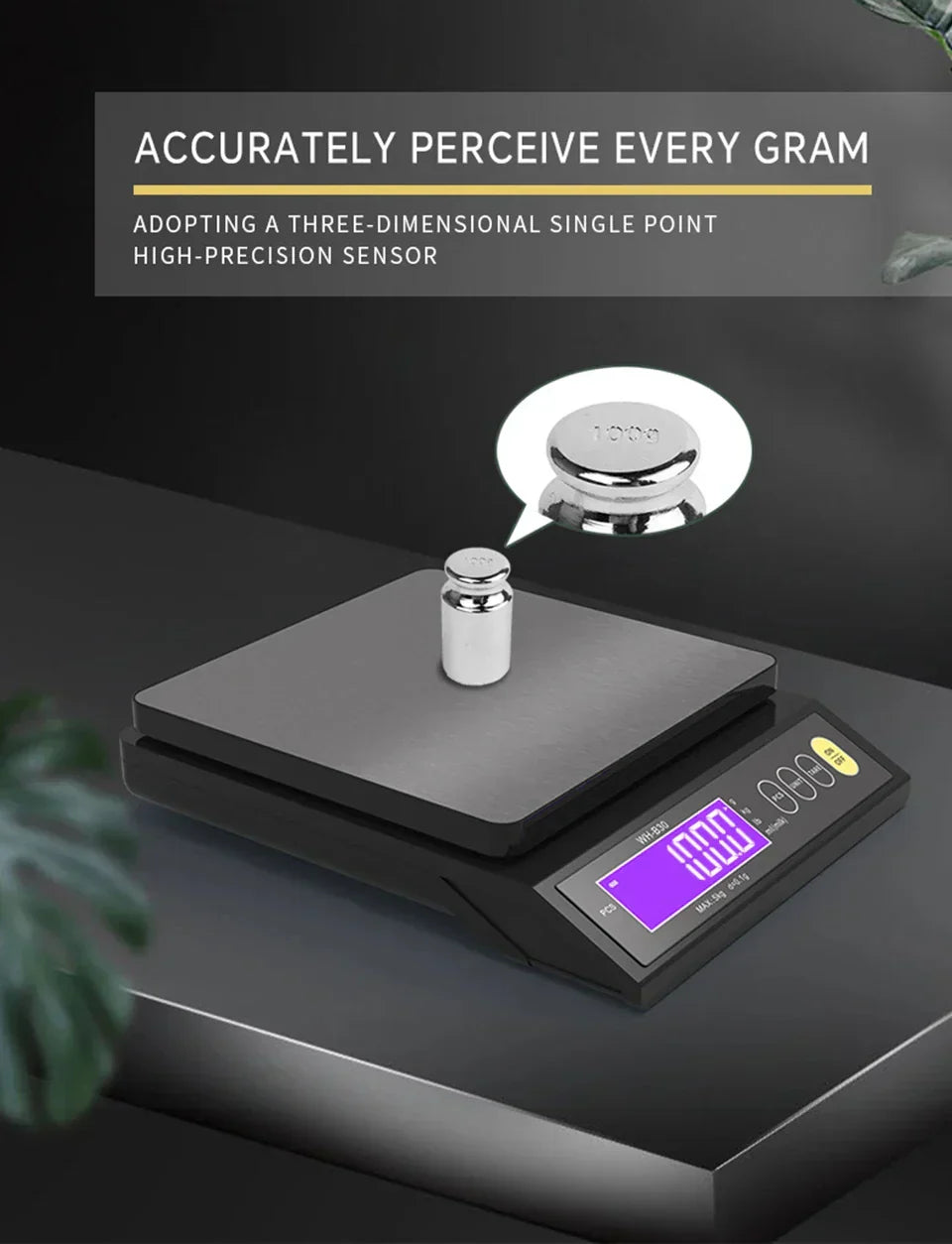Nokmo | 5 kg/0.1 g and 10 kg/1 g digital electronic kitchen scale, LCD screen, fully waterproof stainless steel tool for baking