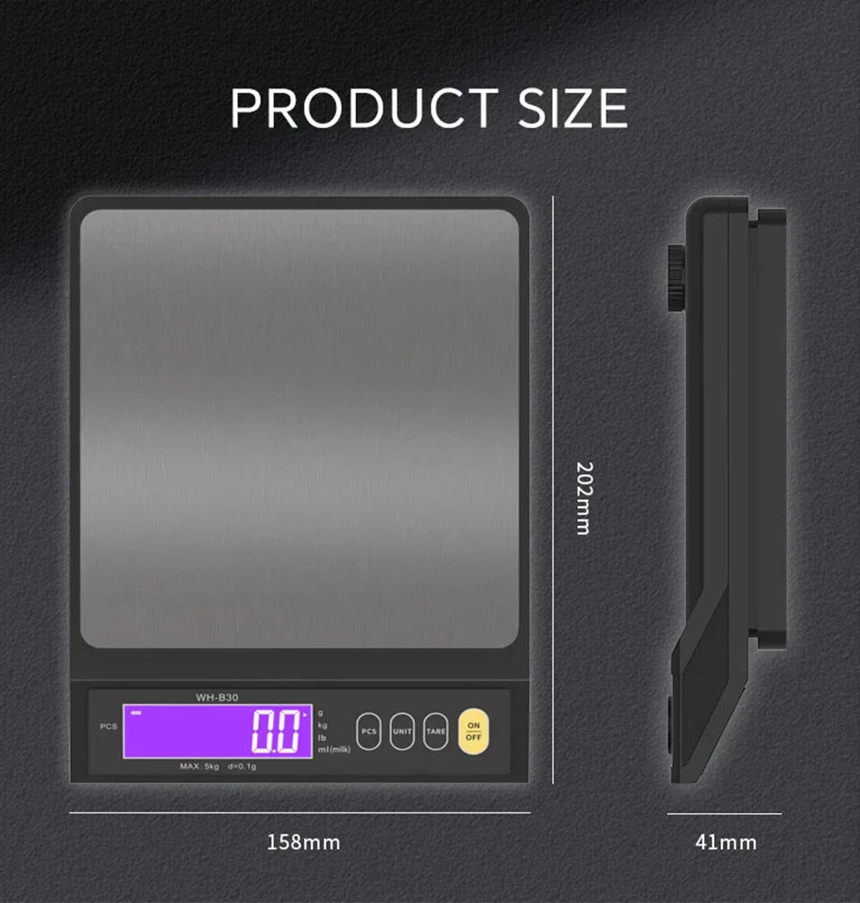 Nokmo | 5 kg/0.1 g and 10 kg/1 g digital electronic kitchen scale, LCD screen, fully waterproof stainless steel tool for baking