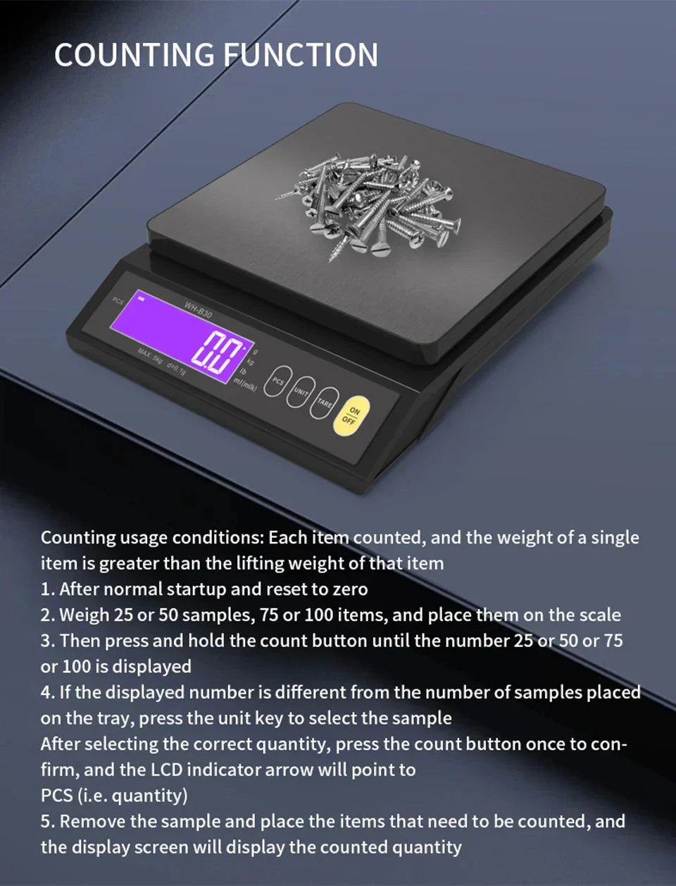 Nokmo | 5 kg/0.1 g and 10 kg/1 g digital electronic kitchen scale, LCD screen, fully waterproof stainless steel tool for baking