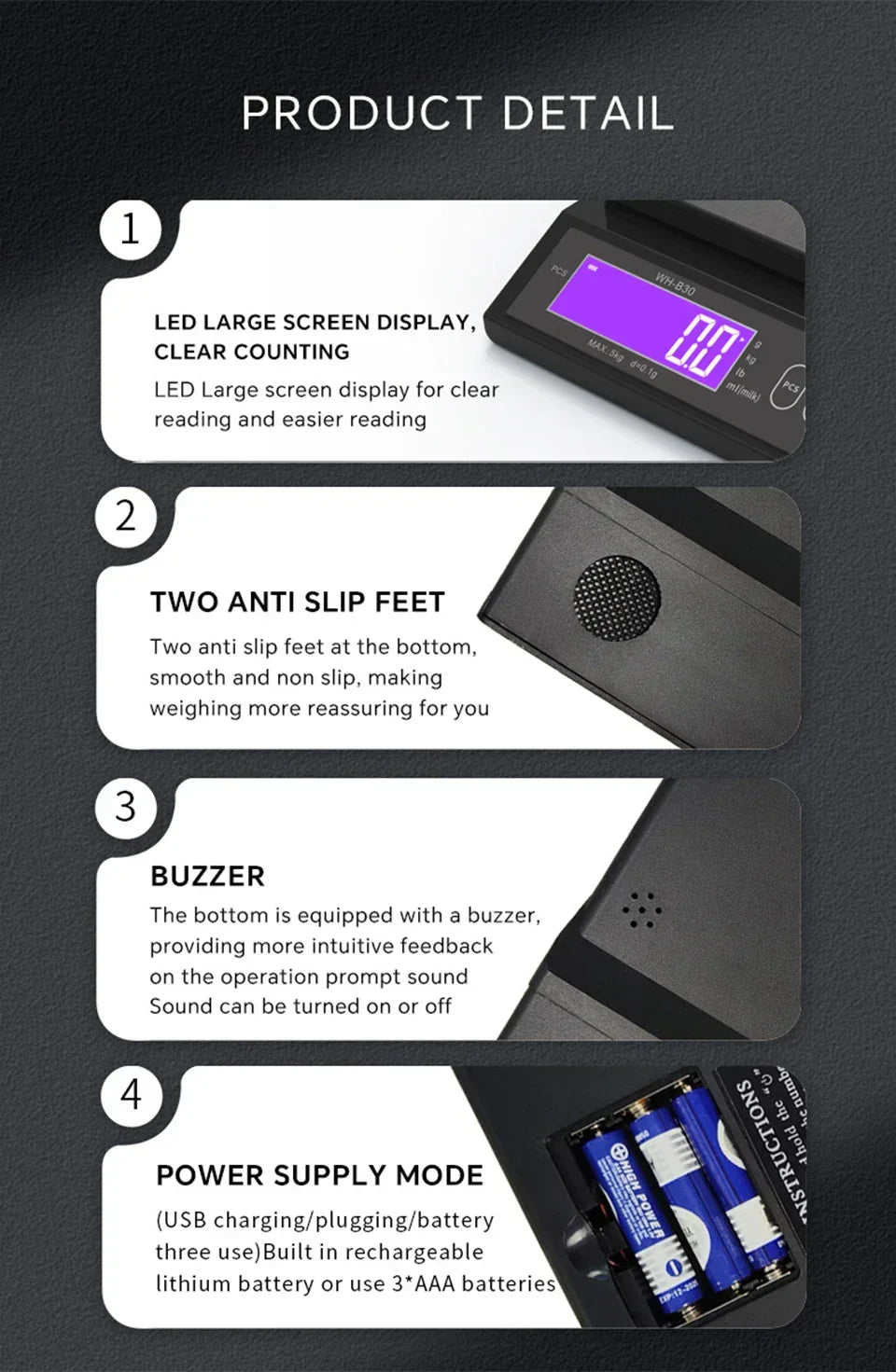 Nokmo | 5 kg/0.1 g and 10 kg/1 g digital electronic kitchen scale, LCD screen, fully waterproof stainless steel tool for baking