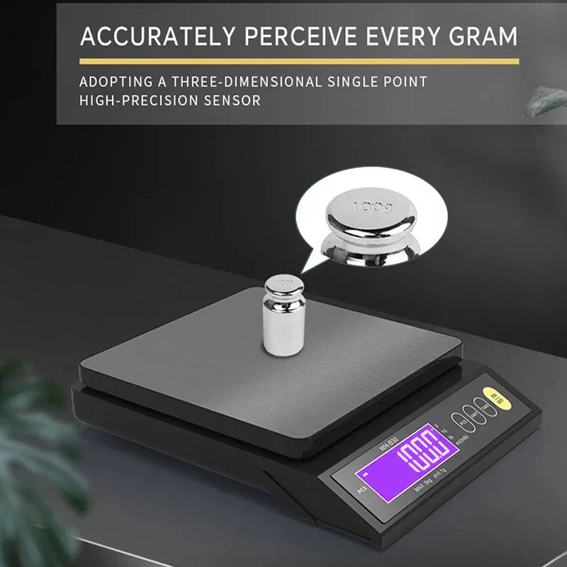 Nokmo | 5 kg/0.1 g and 10 kg/1 g digital electronic kitchen scale, LCD screen, fully waterproof stainless steel tool for baking