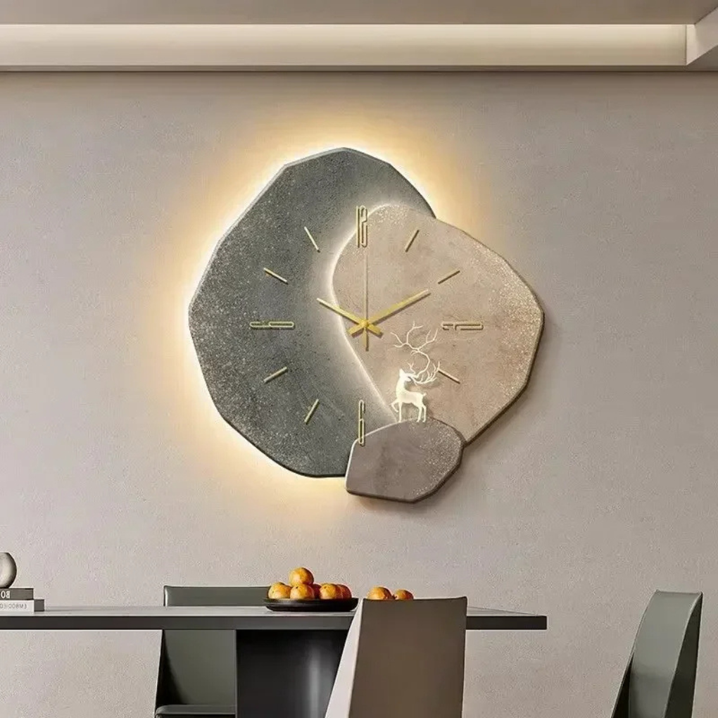 Nokmo | Abstract Wall Clock with Integrated LED Light
