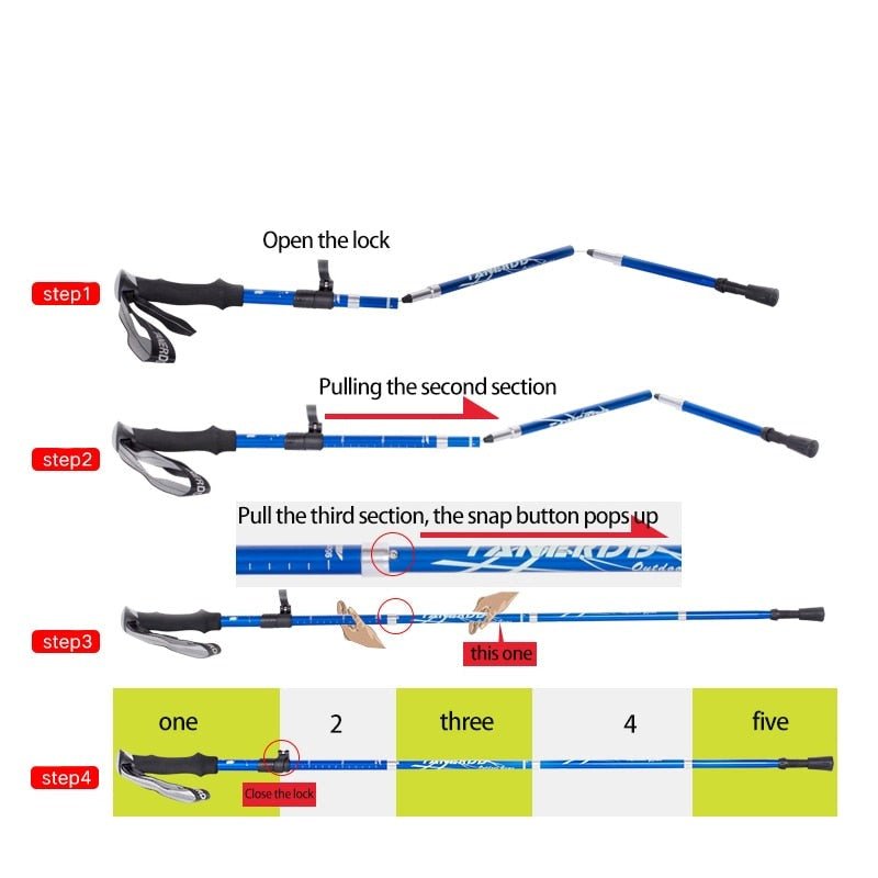 Nokmo | Adjustable Trekking Poles - Lightweight & Foldable for Hiking & Walking