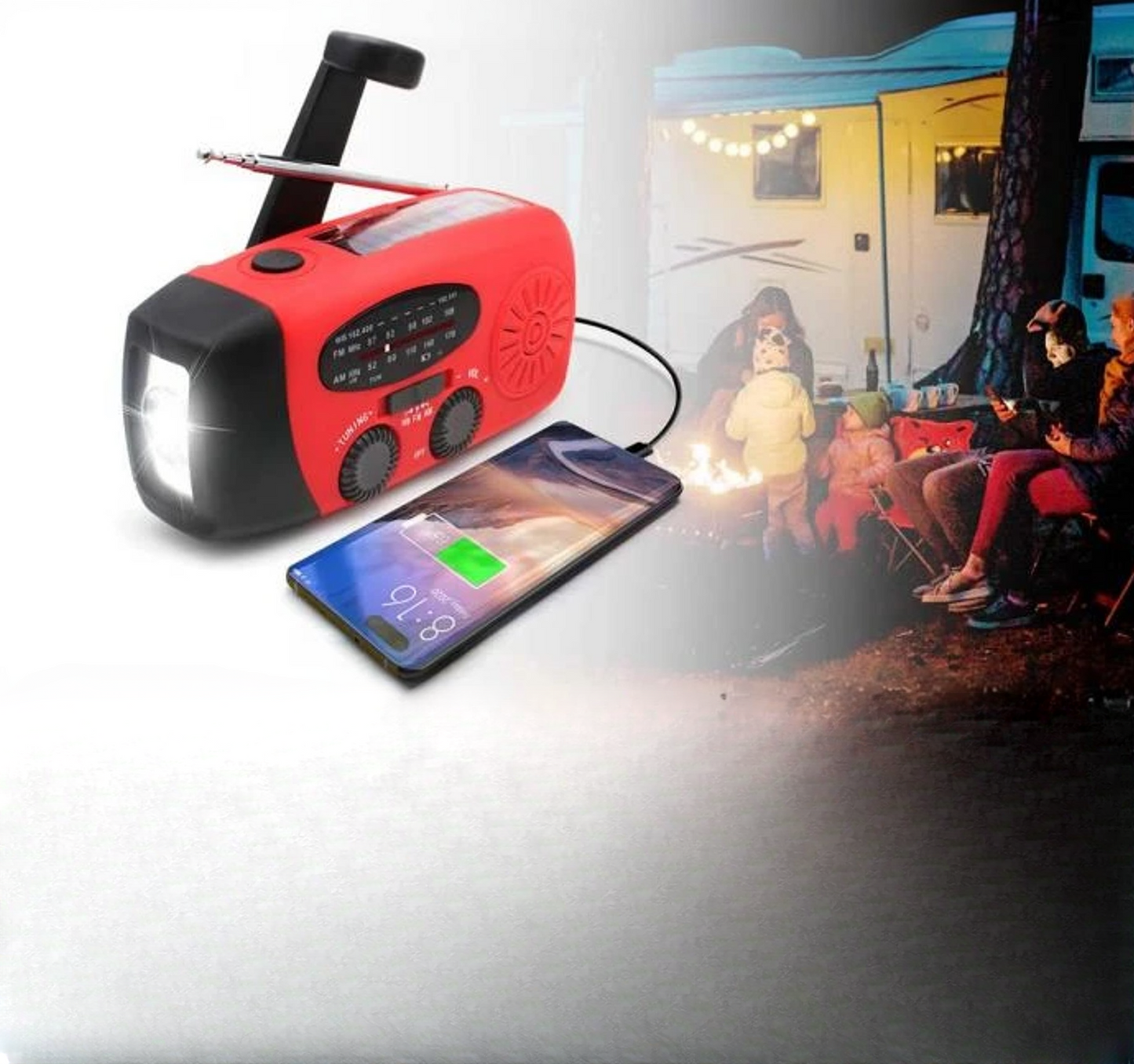 Nokmo | All in One Emergency Radio with Solar Energy and Power Bank
