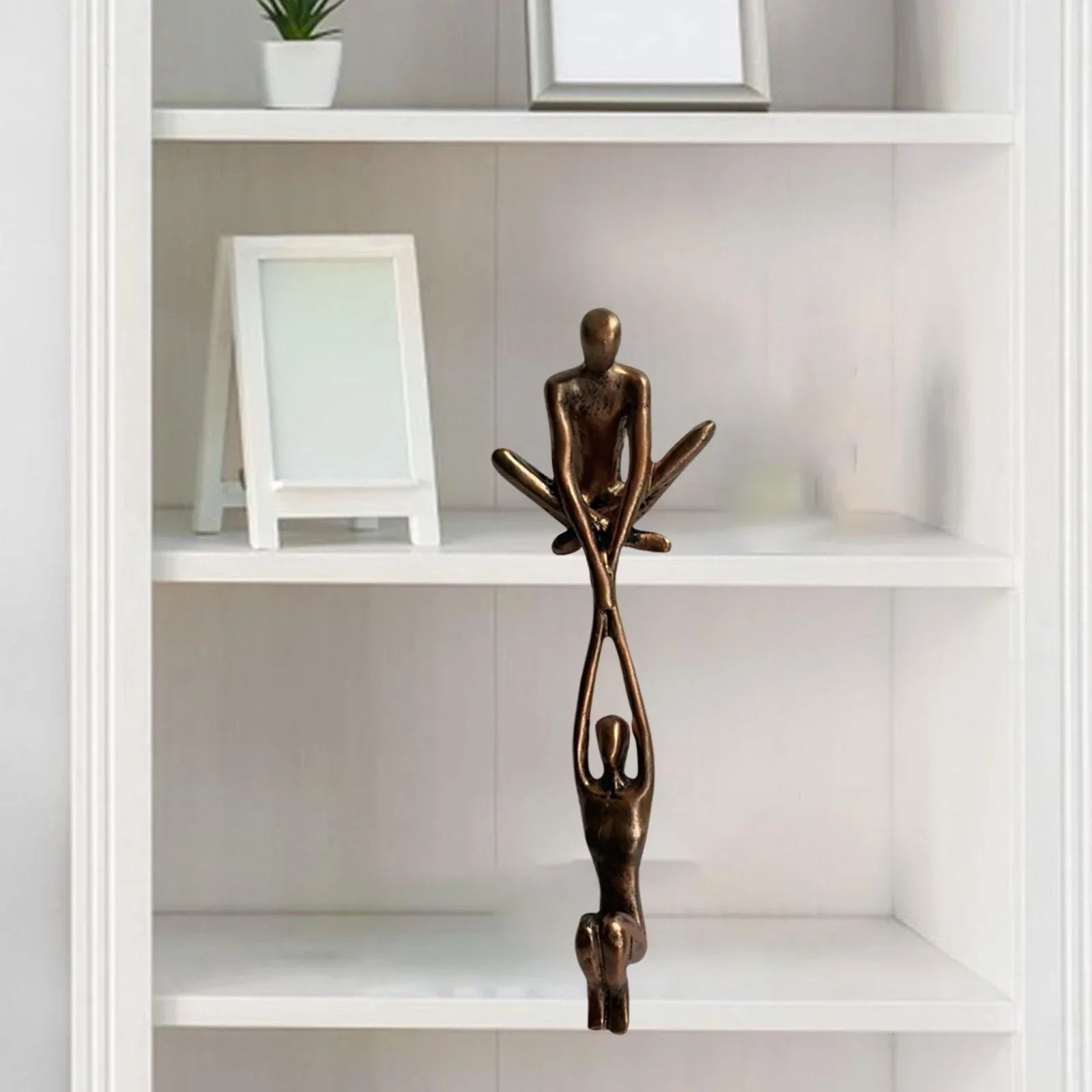 Nokmo | Balancing Couple Sculpture | Abstract Figurative Decor | Tabletop Ornament