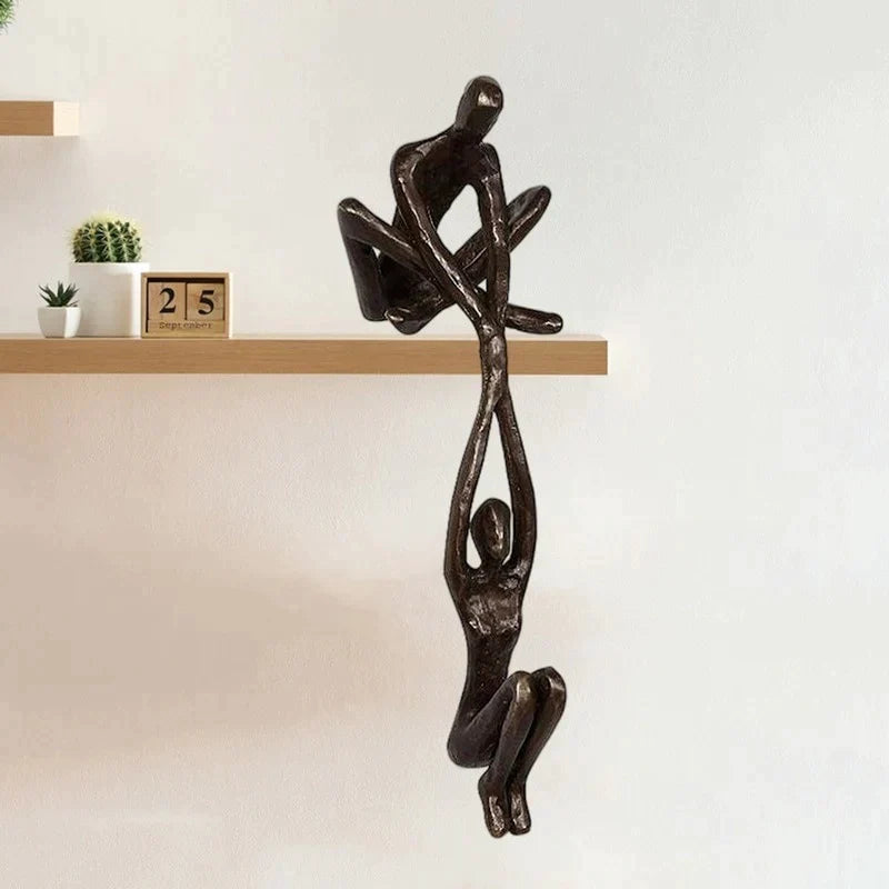 Nokmo | Balancing Couple Sculpture | Abstract Figurative Decor | Tabletop Ornament