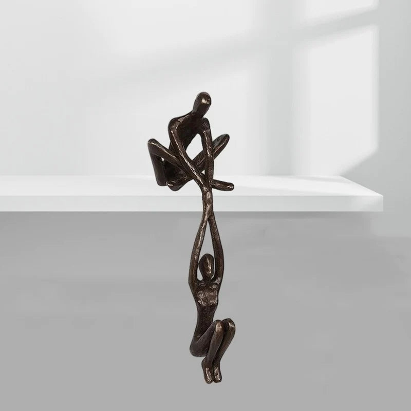 Nokmo | Balancing Couple Sculpture | Abstract Figurative Decor | Tabletop Ornament