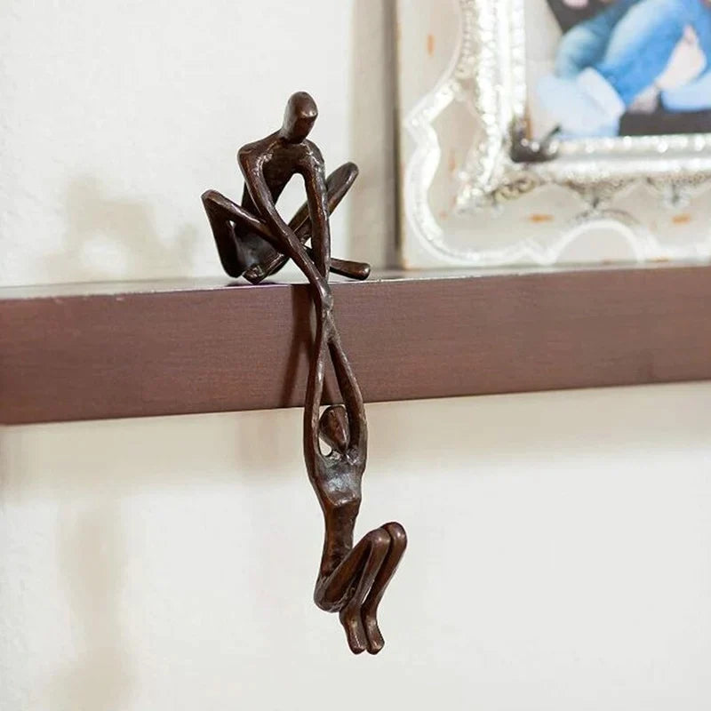 Nokmo | Balancing Couple Sculpture | Abstract Figurative Decor | Tabletop Ornament