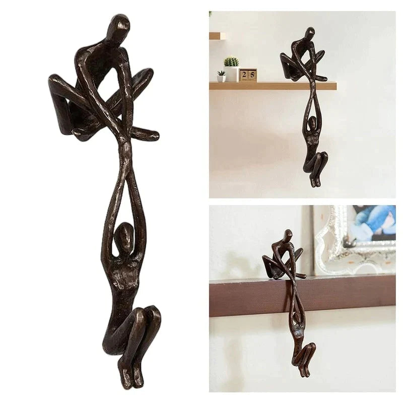 Nokmo | Balancing Couple Sculpture | Abstract Figurative Decor | Tabletop Ornament