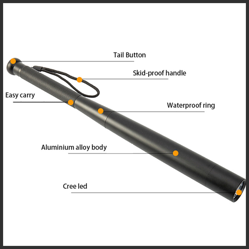 Nokmo | Baseball Bat Shaped LED Flashlight | Aluminum Alloy, 3 Lighting Modes | Emergency & Utility Use