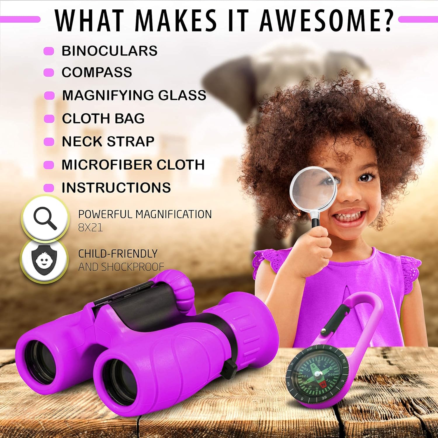 Nokmo | Binoculars for Kids Lightweight Outdoor Adventure