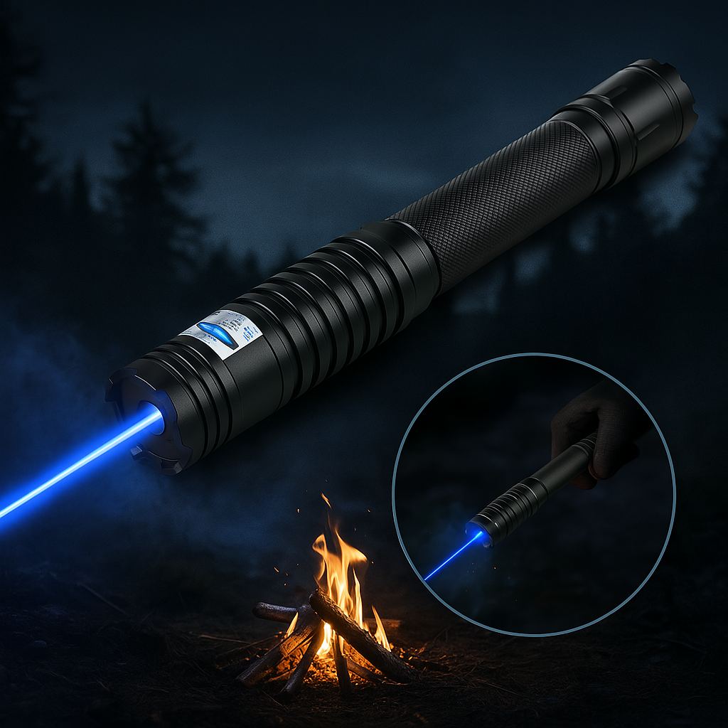 Nokmo | Blue Beam Laser Torch | 450nm High-Intensity Optical Output | Tactical 5000m+ Range | Adjustable Focus Aluminum Chassis | Thermal Ignition Capable Flashlight