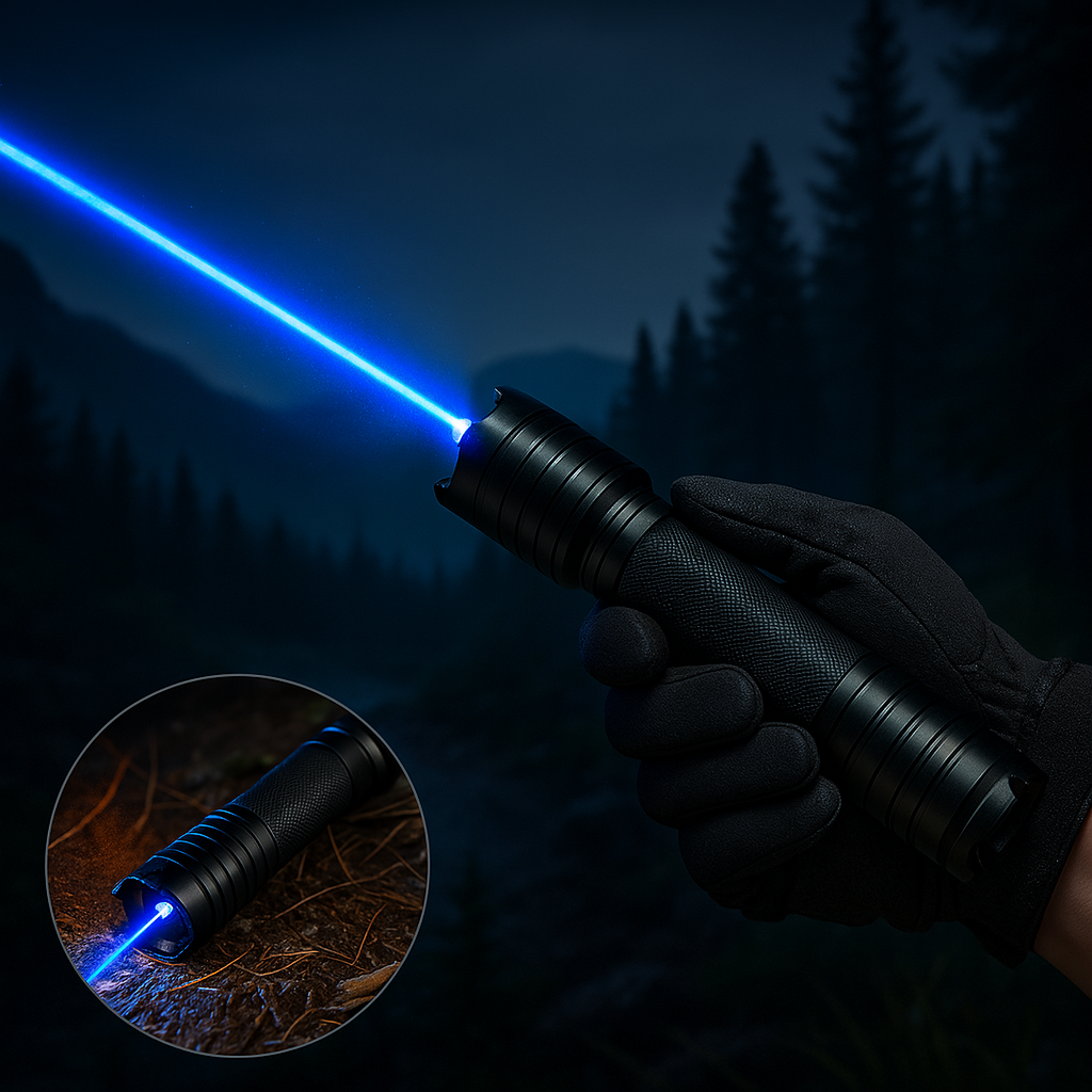 Nokmo | Blue Beam Laser Torch | 450nm High-Intensity Optical Output | Tactical 5000m+ Range | Adjustable Focus Aluminum Chassis | Thermal Ignition Capable Flashlight