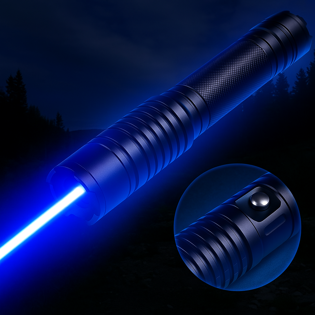 Nokmo | Blue Beam Laser Torch | 450nm High-Intensity Optical Output | Tactical 5000m+ Range | Adjustable Focus Aluminum Chassis | Thermal Ignition Capable Flashlight